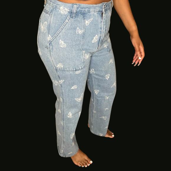 Butterfly Bleached Denim High Waisted - Picture 2 of 6
